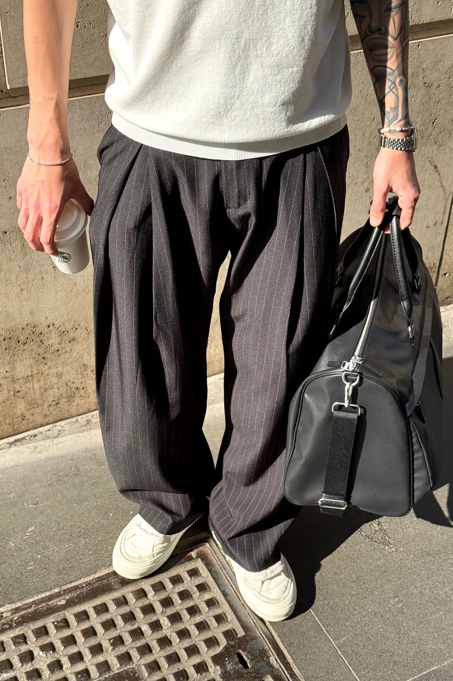 Pantalone Gessato Nero