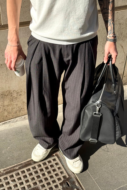 Pantalone Gessato Nero