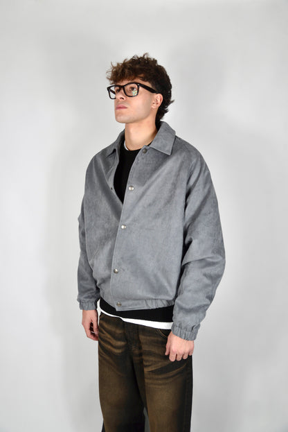 Bomber Scamosciato Grigio