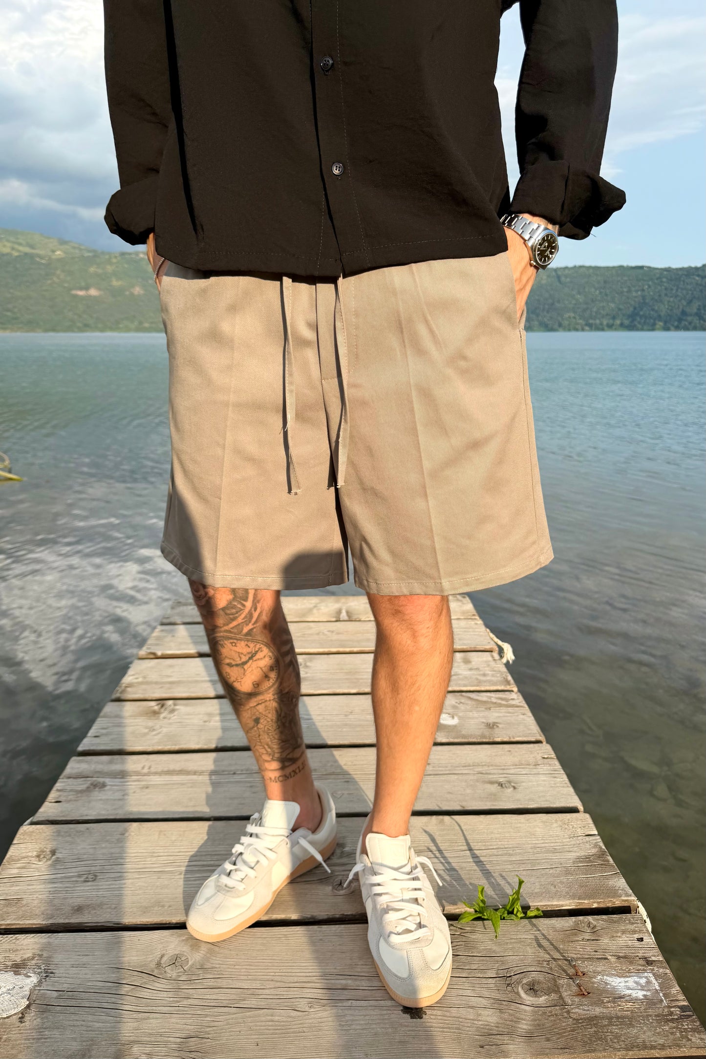 Pantaloncino In Bull Di Cotone Fango