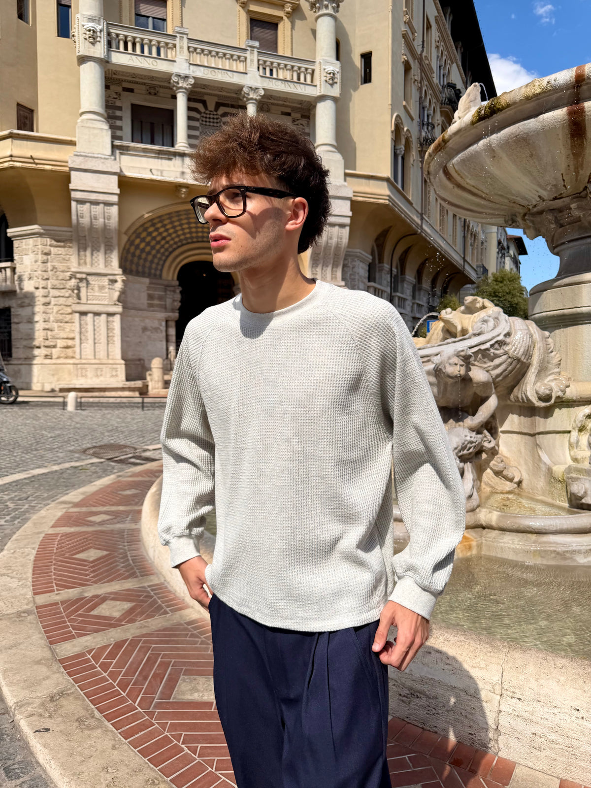 Waffle Longsleeve Grigia
