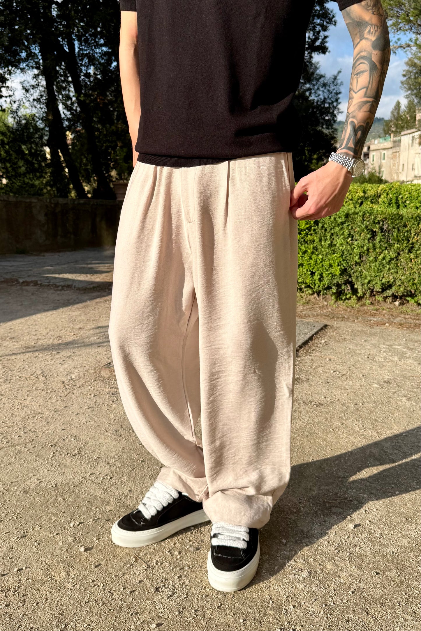 Pantalone In Viscosa Beige