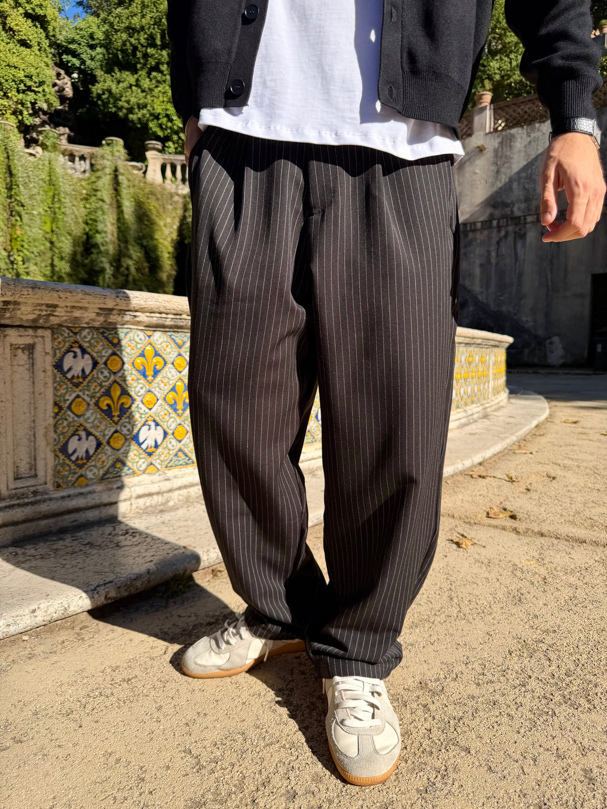 Pantalone Gessato Nero