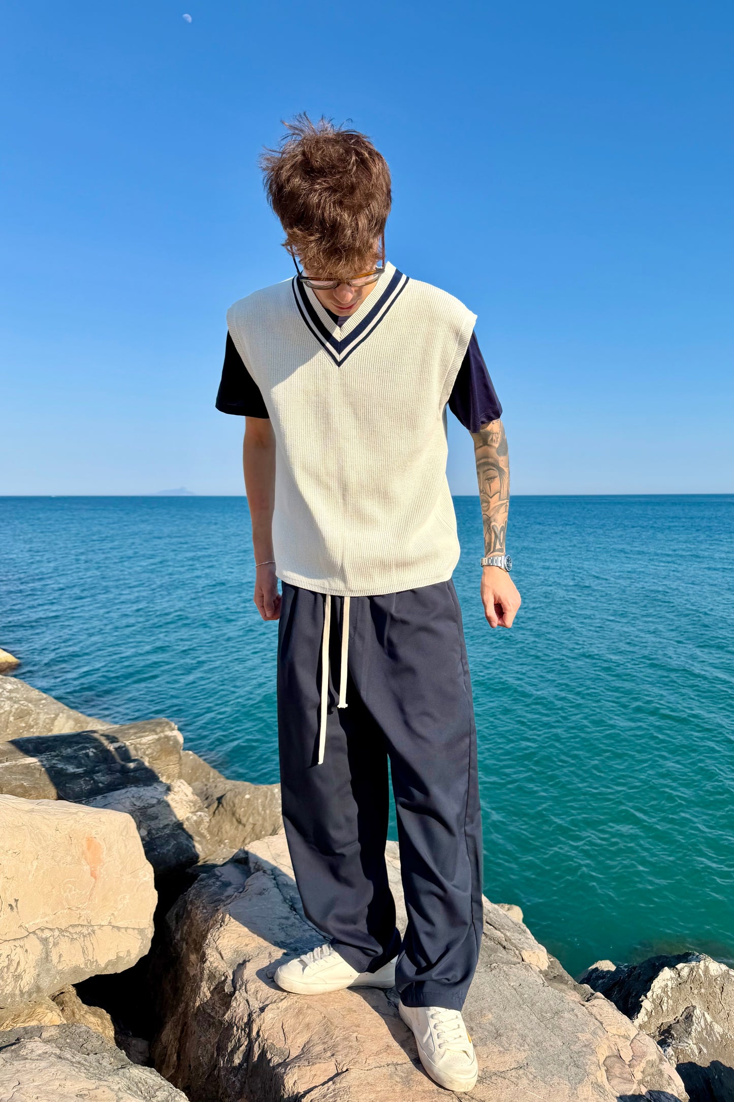Gilet Montecarlo Panna/Blu