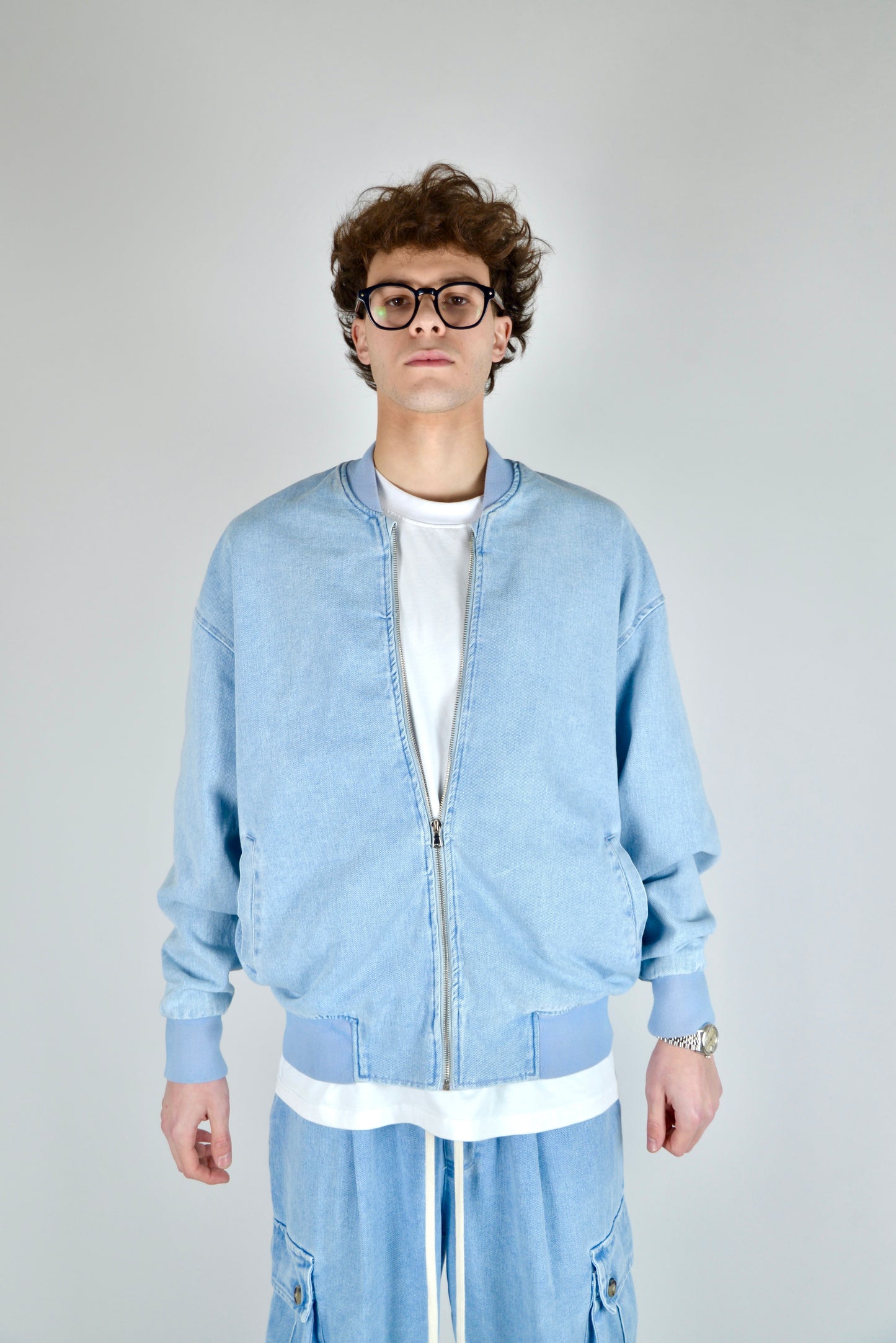 Coordinato Cargo In Denim Celeste