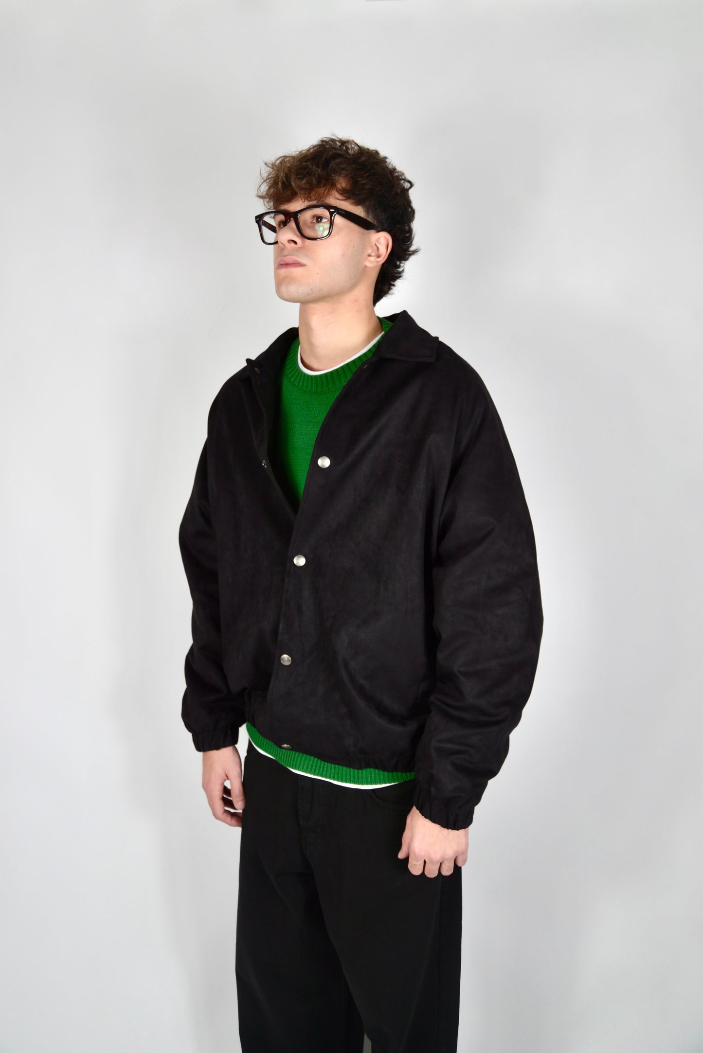 Bomber Scamosciato Nero