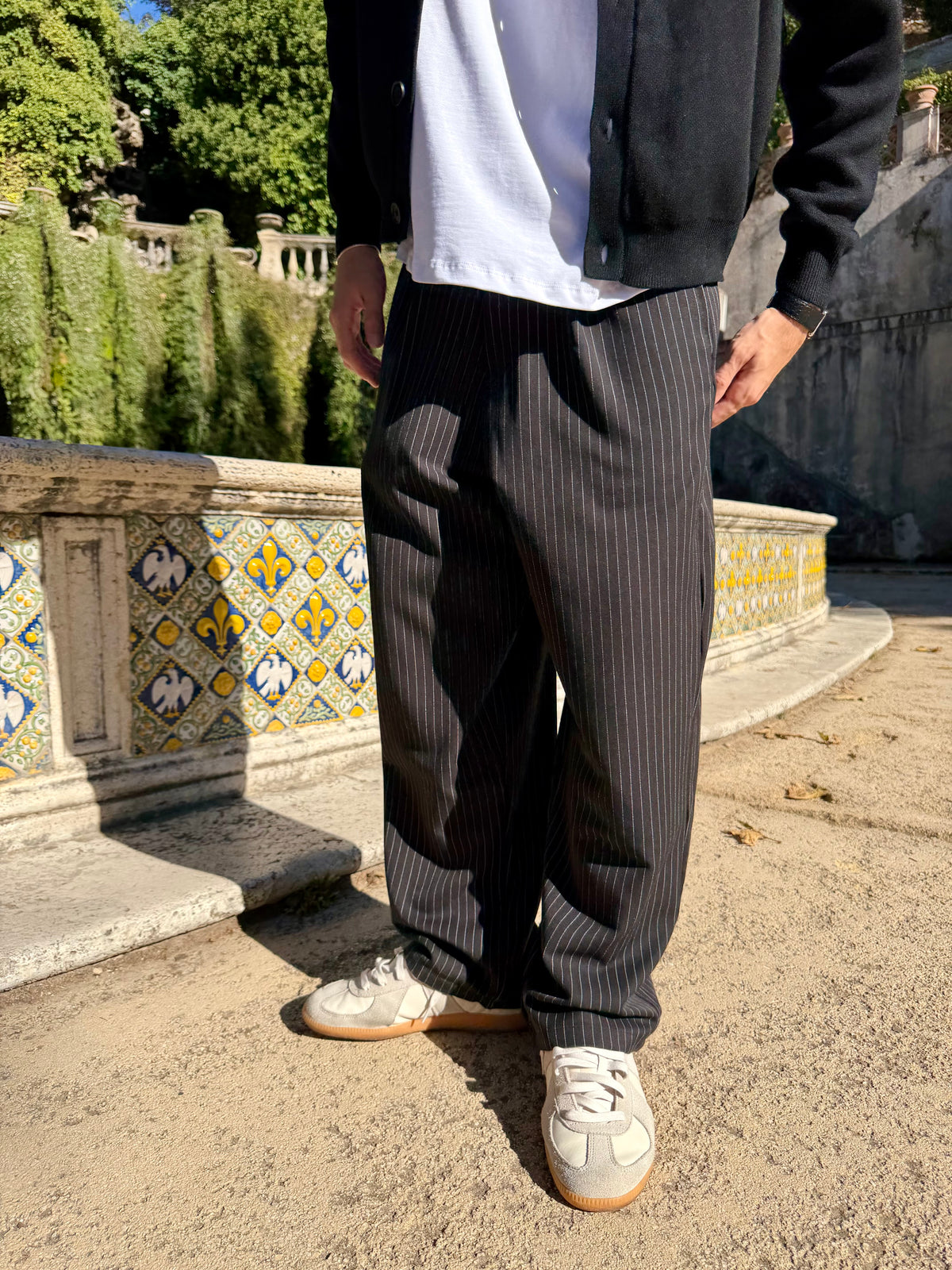 Pantalone Gessato Nero
