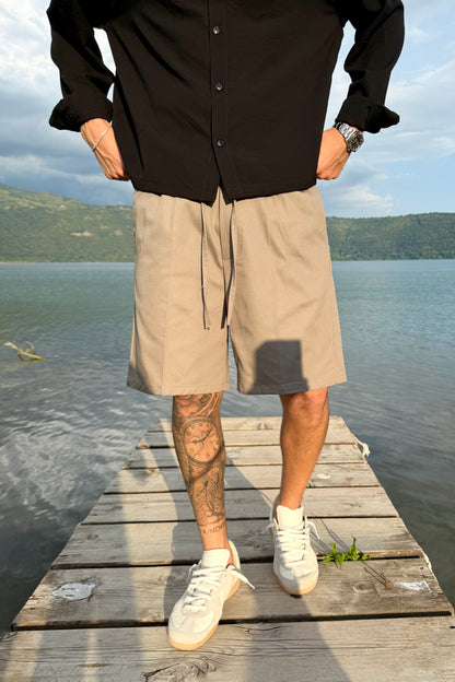 Pantaloncino In Bull Di Cotone Fango