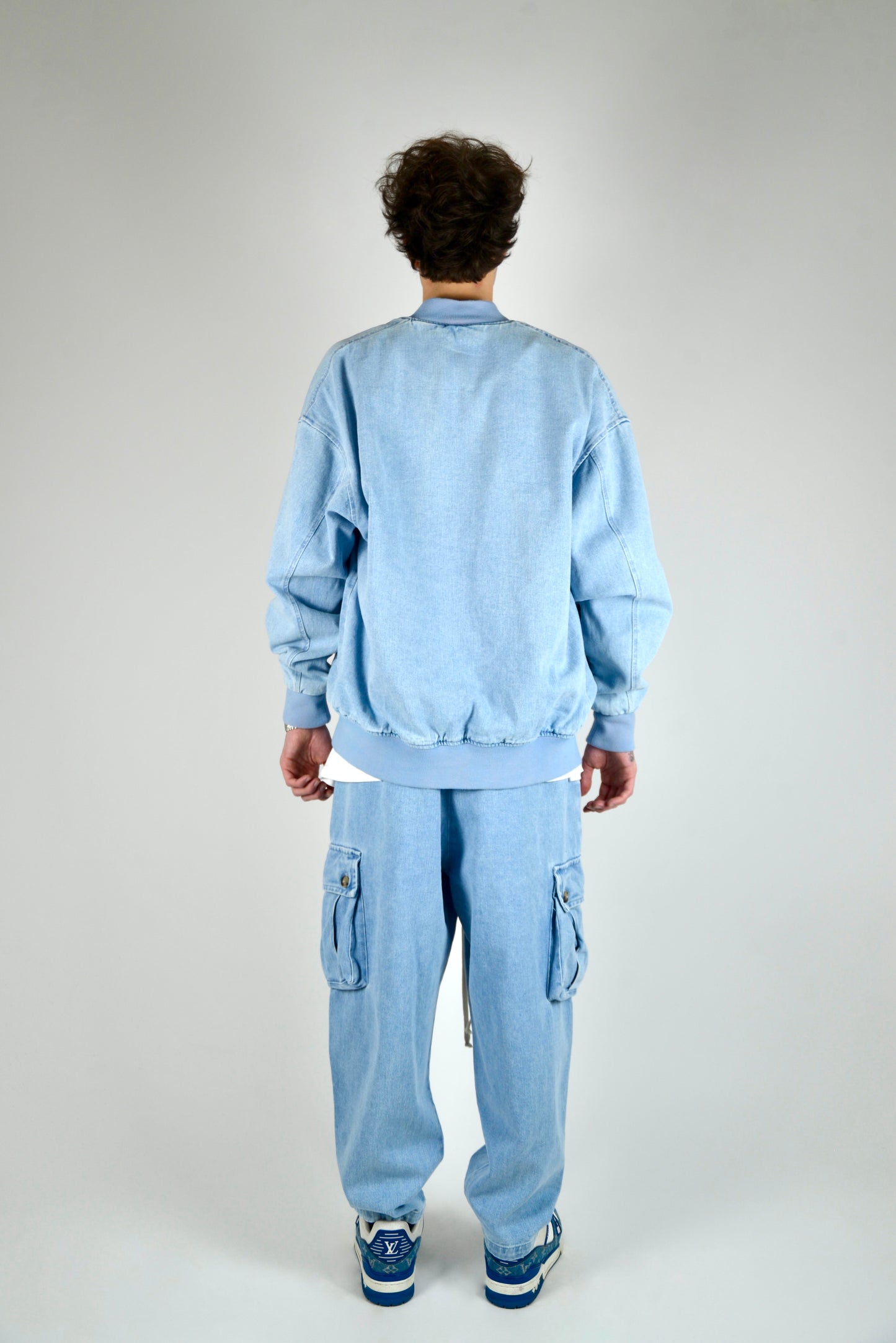 Coordinato Cargo In Denim Celeste