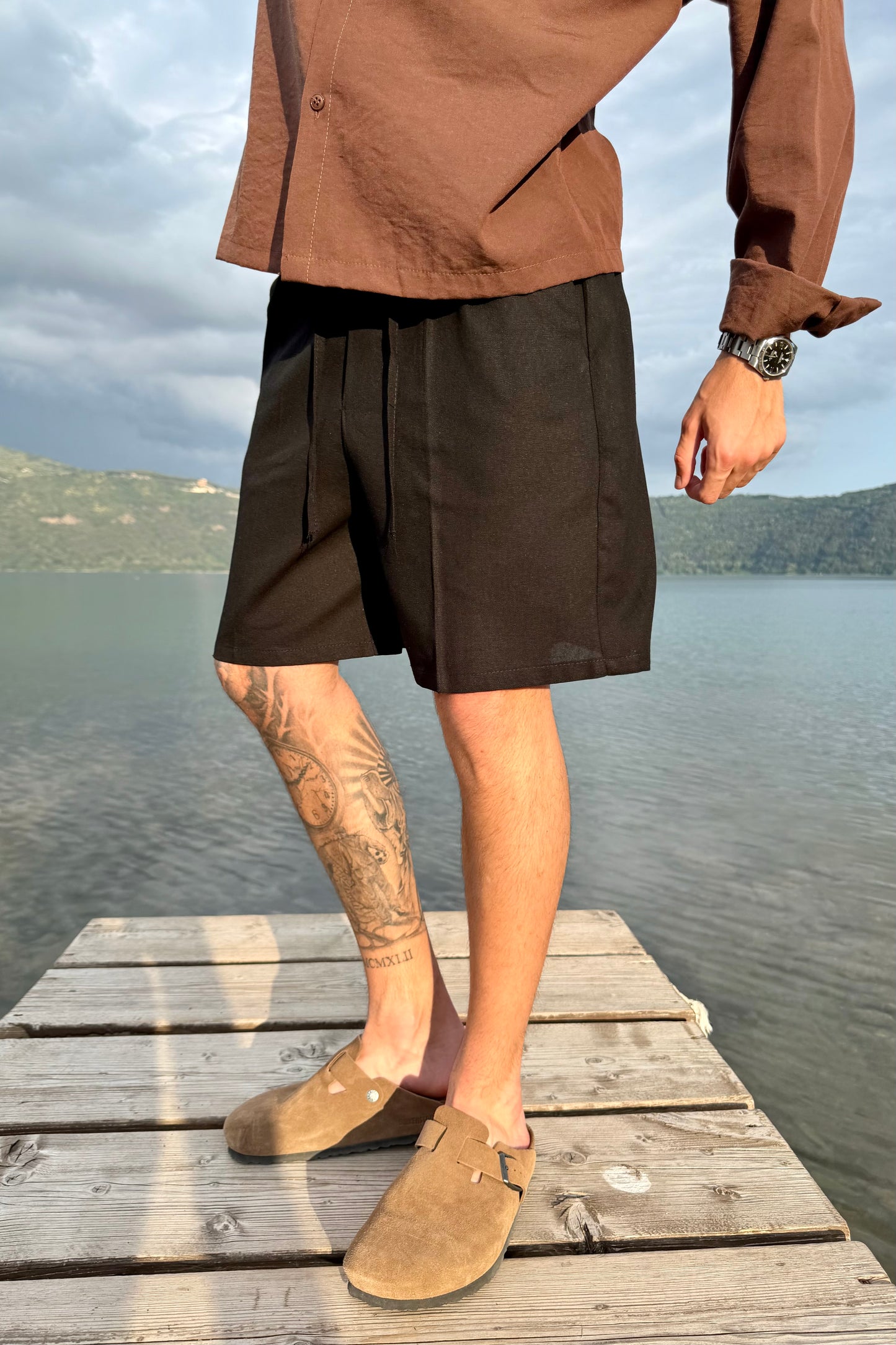 Pantaloncino In Lino Nero