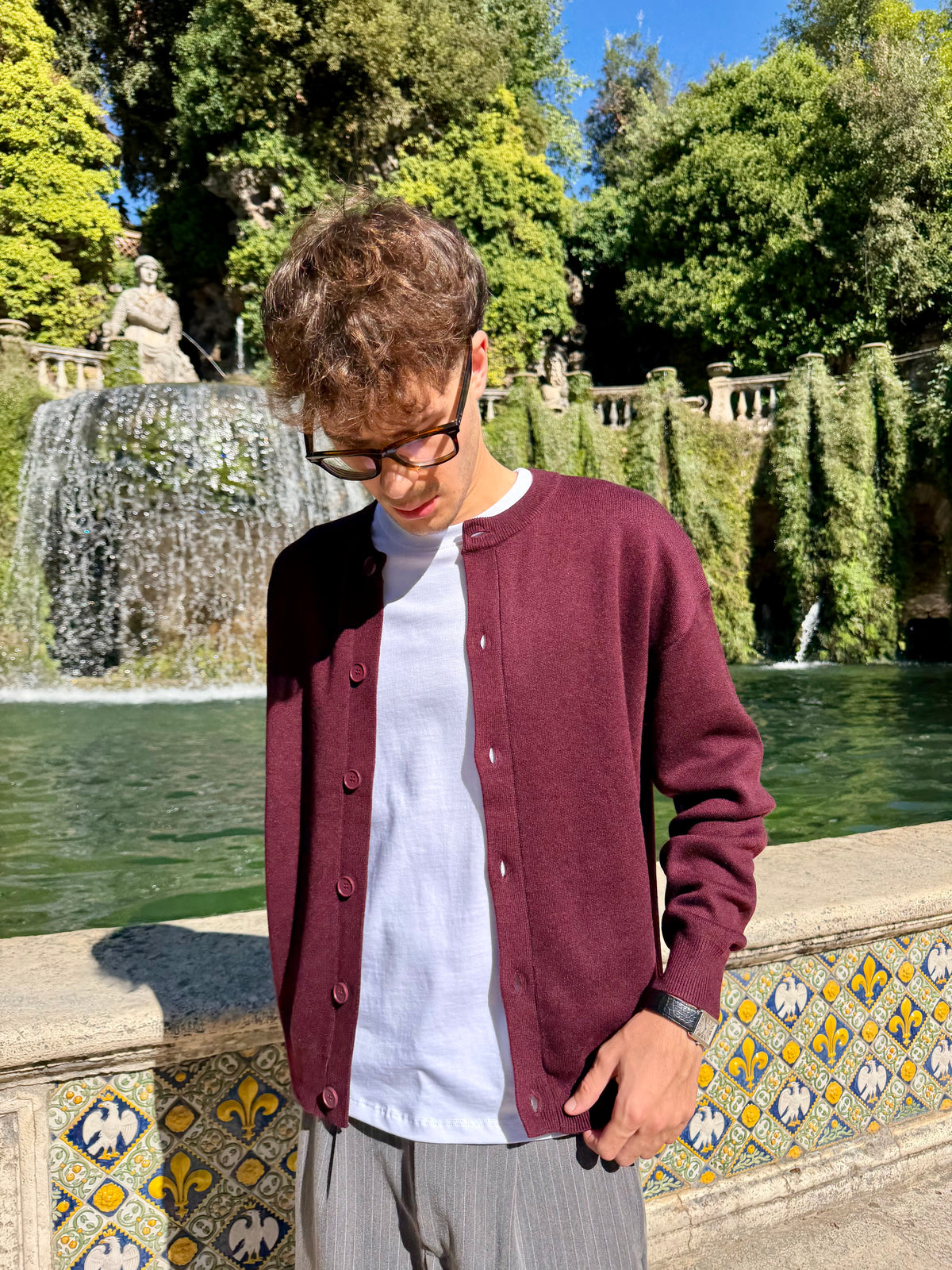Cardigan Full Button Bordeaux