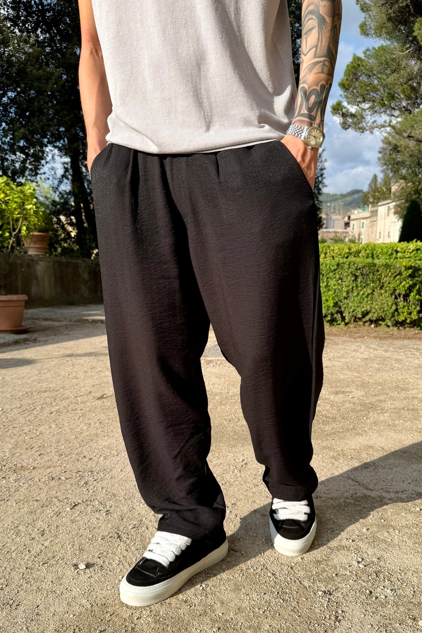 Pantalone In Viscosa Nero