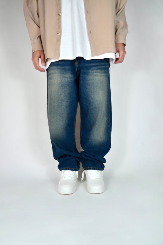 Jeans Baggy Fit Sabbiato Celeste
