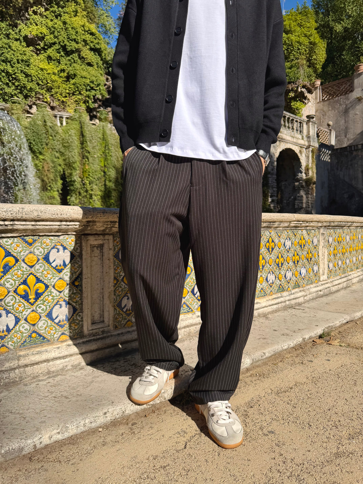 Pantalone Gessato Nero