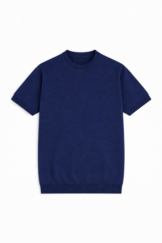 T-Shirt In Filo Blu Navy