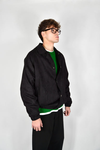 Bomber Scamosciato Nero
