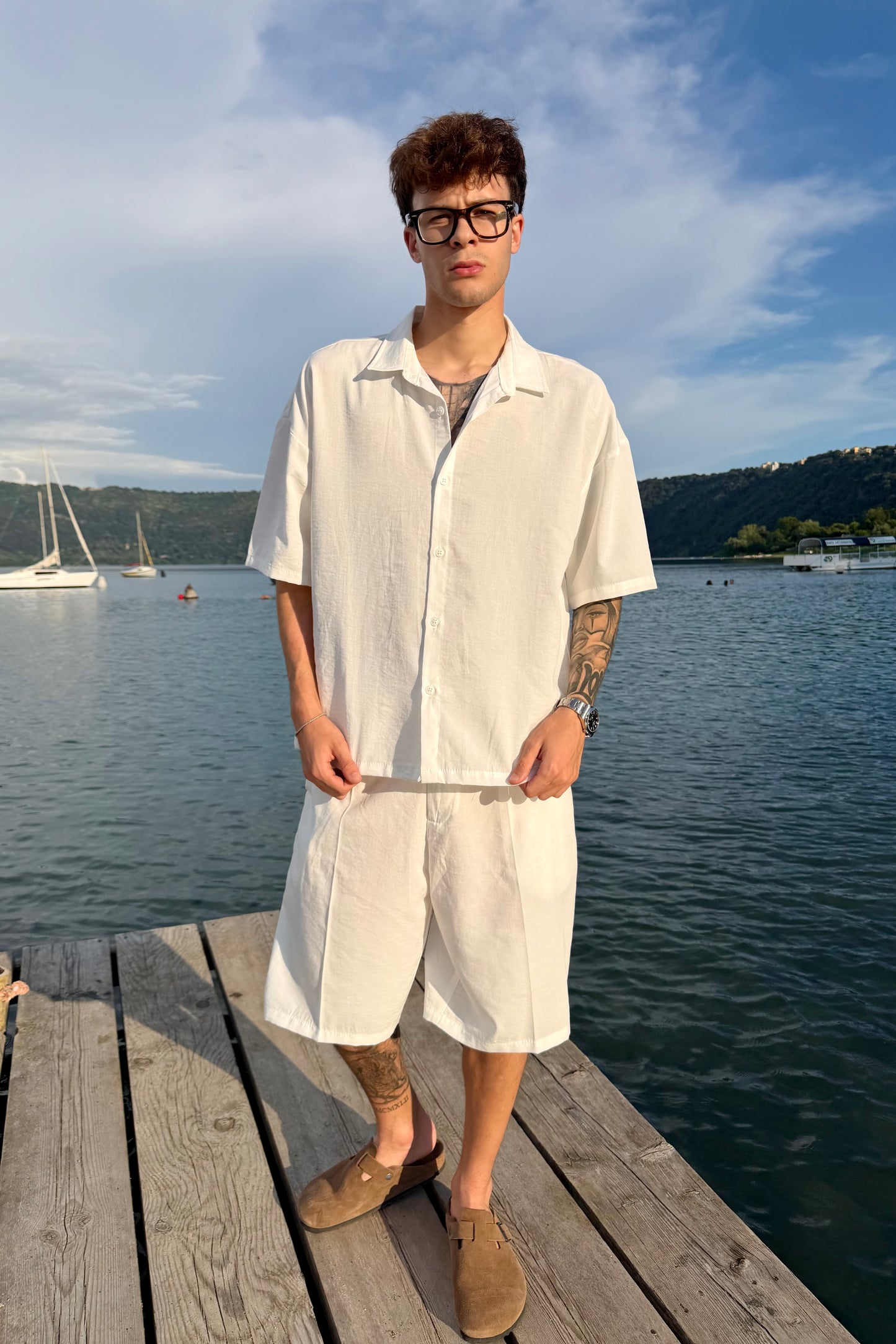 Coordinato Mykonos In Lino Bianco
