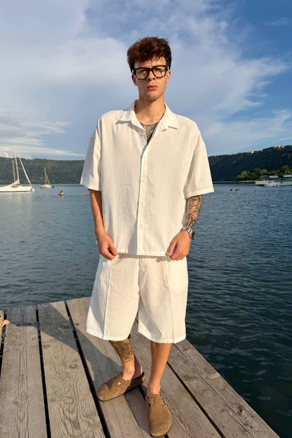 Coordinato Mykonos In Lino Bianco
