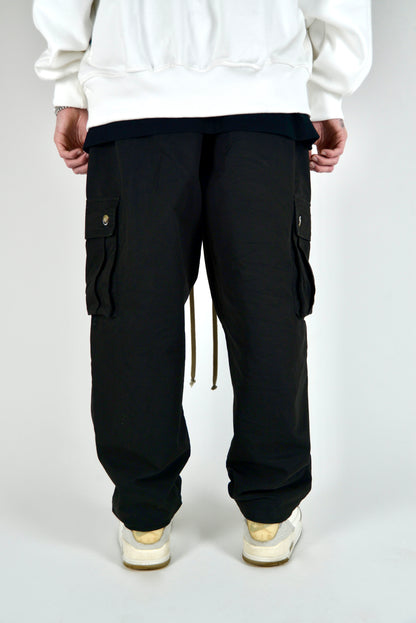 Cargo Monocolore Fondo Ampio Nero