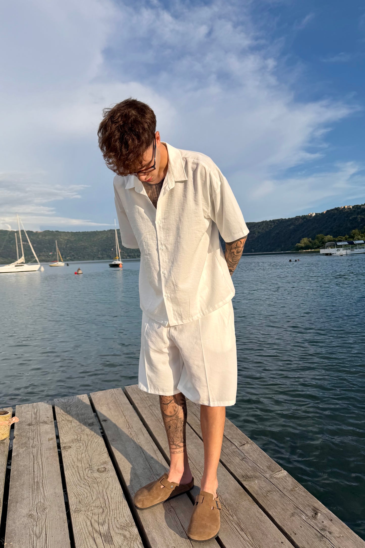 Coordinato Mykonos In Lino Bianco