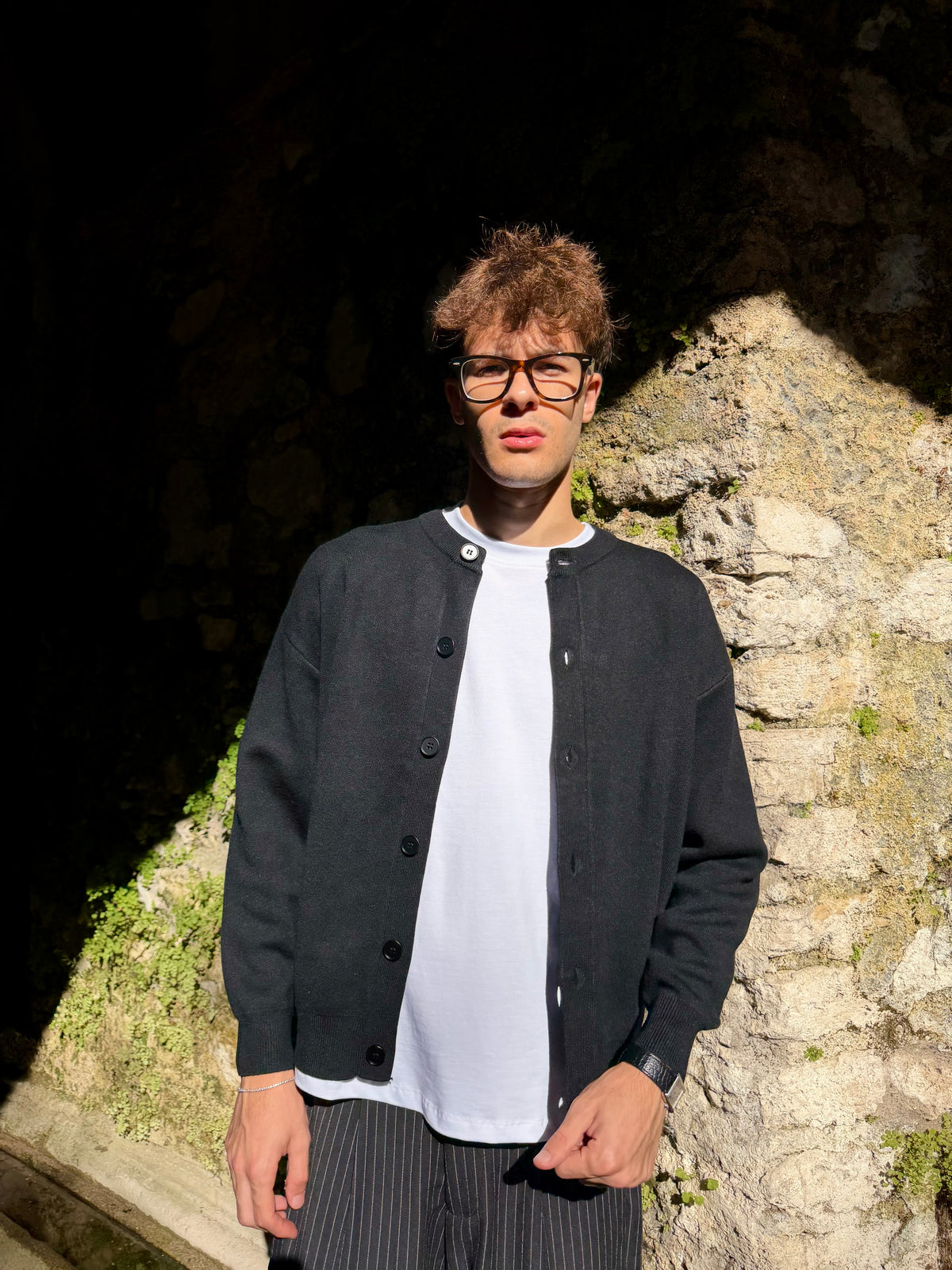 Cardigan Full Button Nero