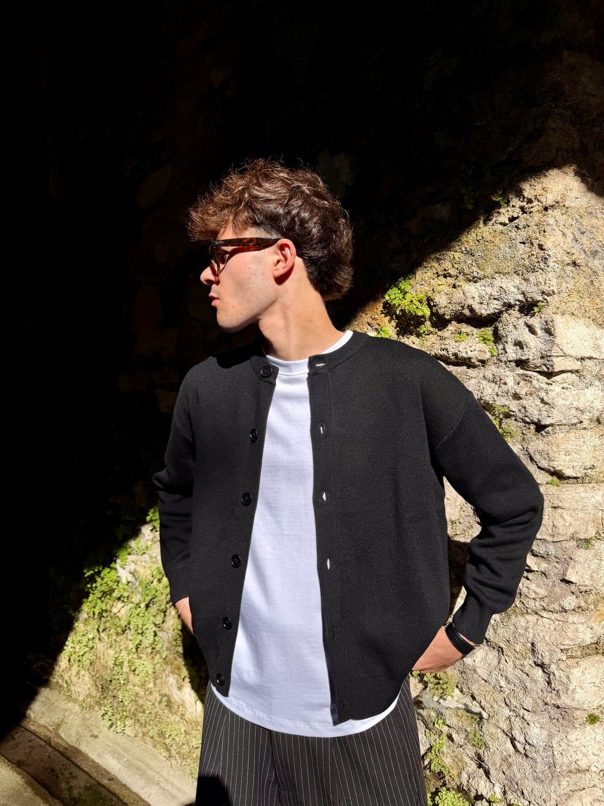 Cardigan Full Button Nero