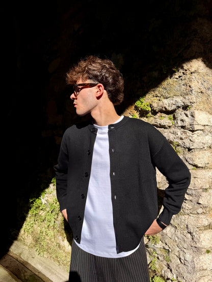 Cardigan Full Button Nero
