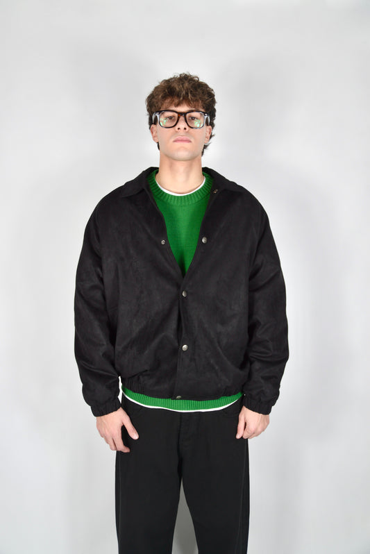 Bomber Scamosciato Nero