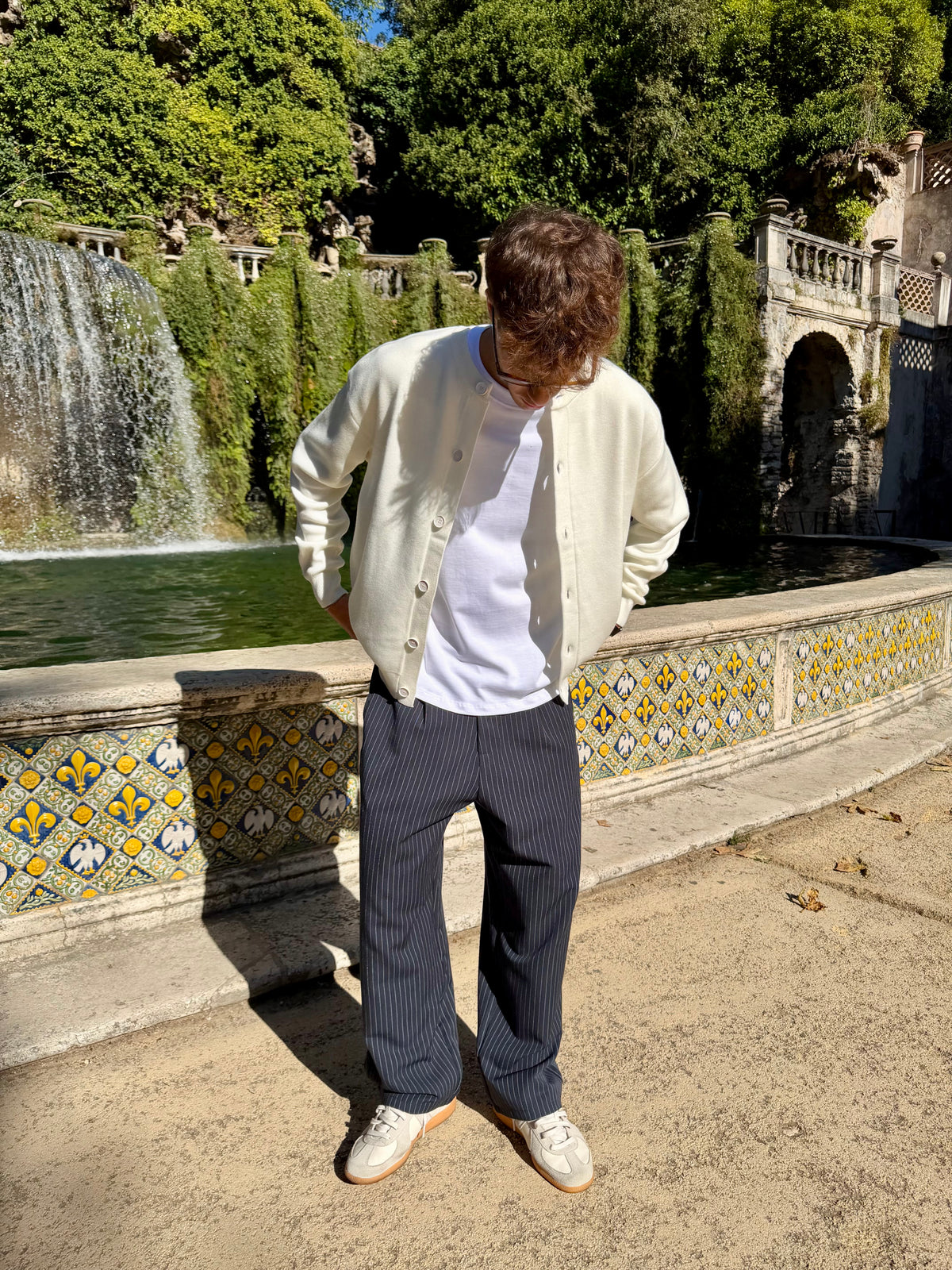 Pantalone Gessato Blu Navy