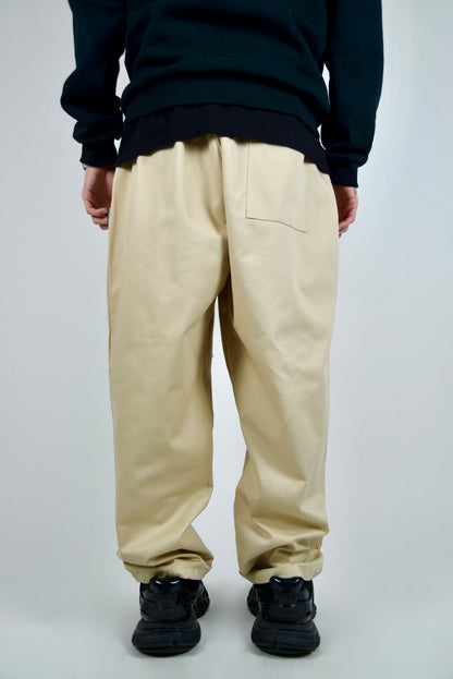 Pantalaccio In Cotone Fondo Ampio Beige