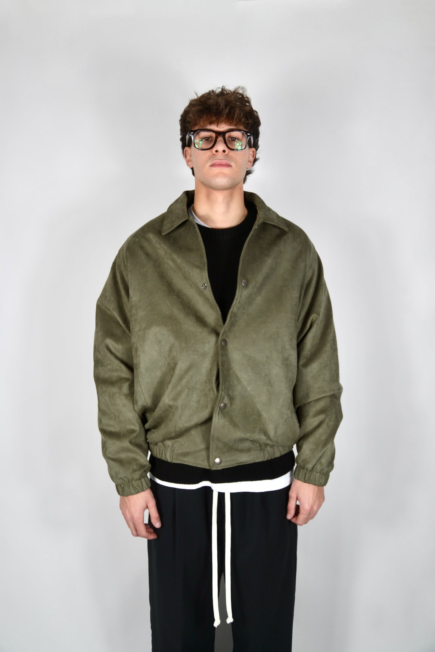Bomber Scamosciato Verde