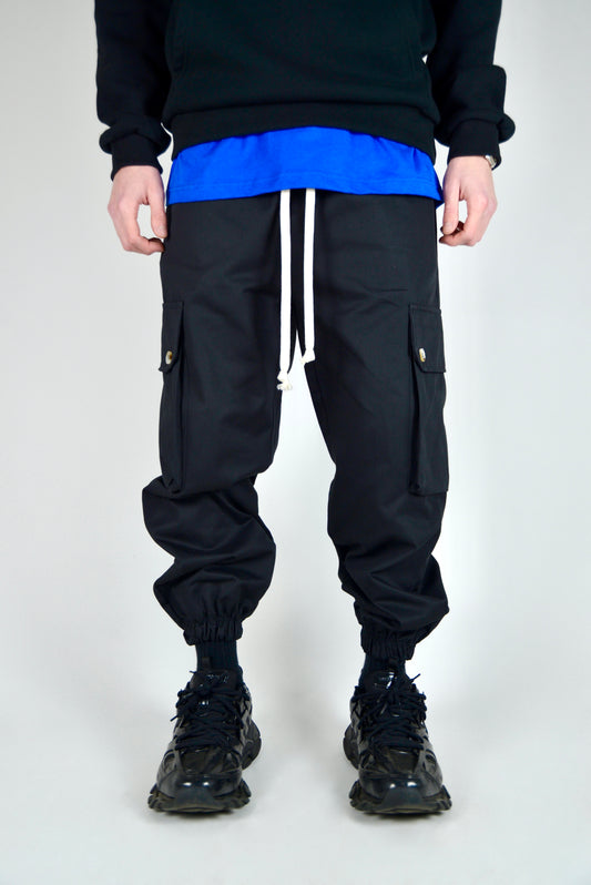 Cargo Monocolore Fondo Stretto Nero