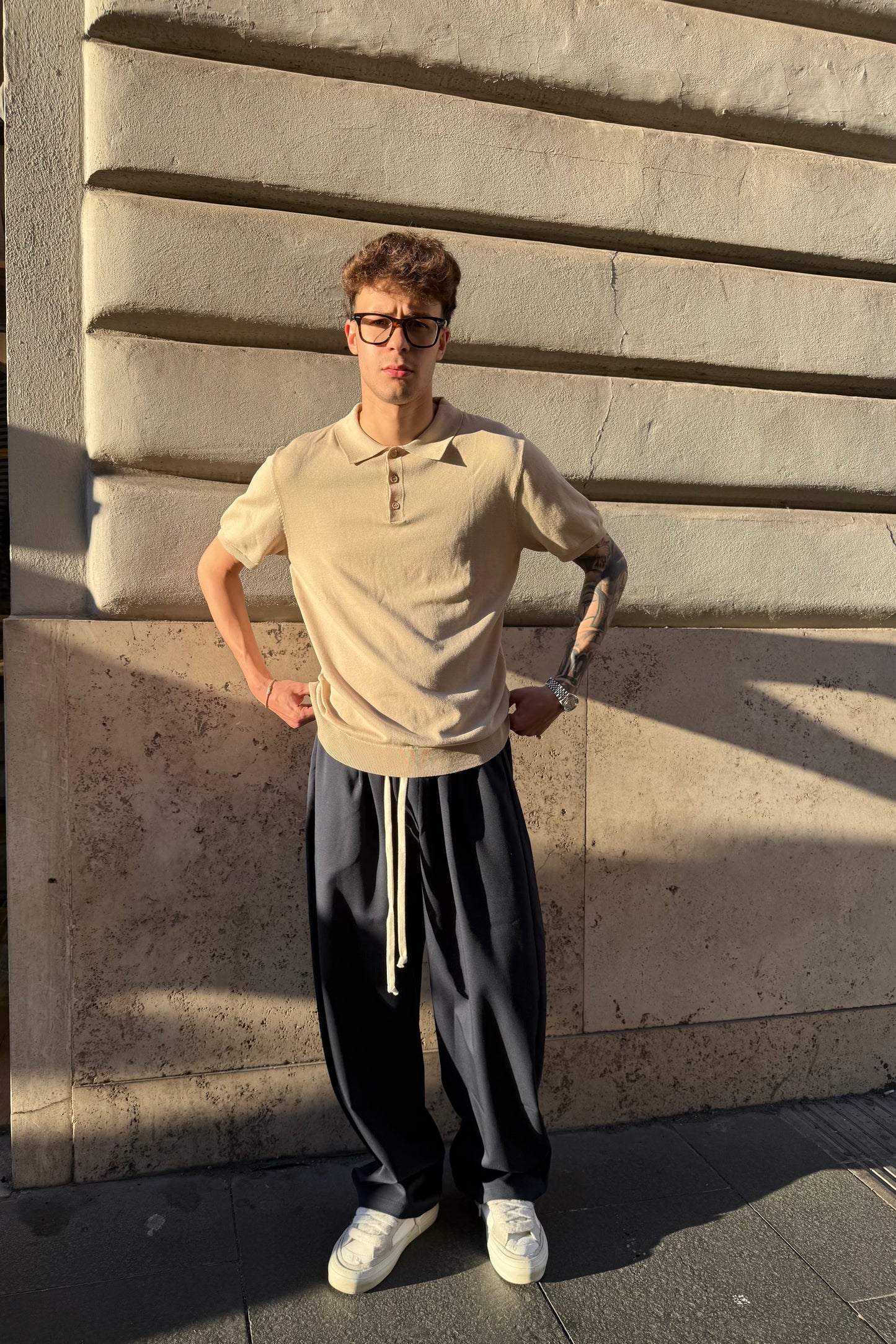 Polo In Filo Beige