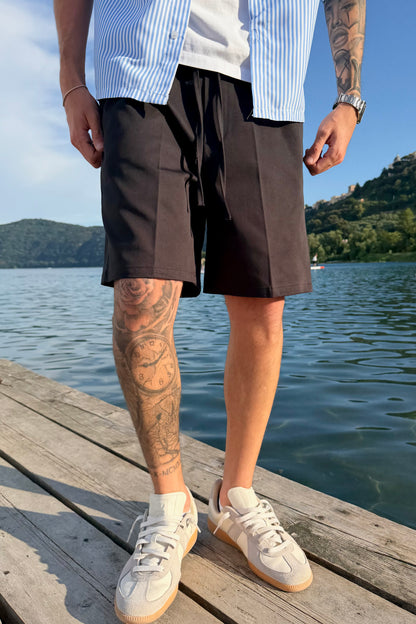 Pantaloncino In Bull Di Cotone Nero