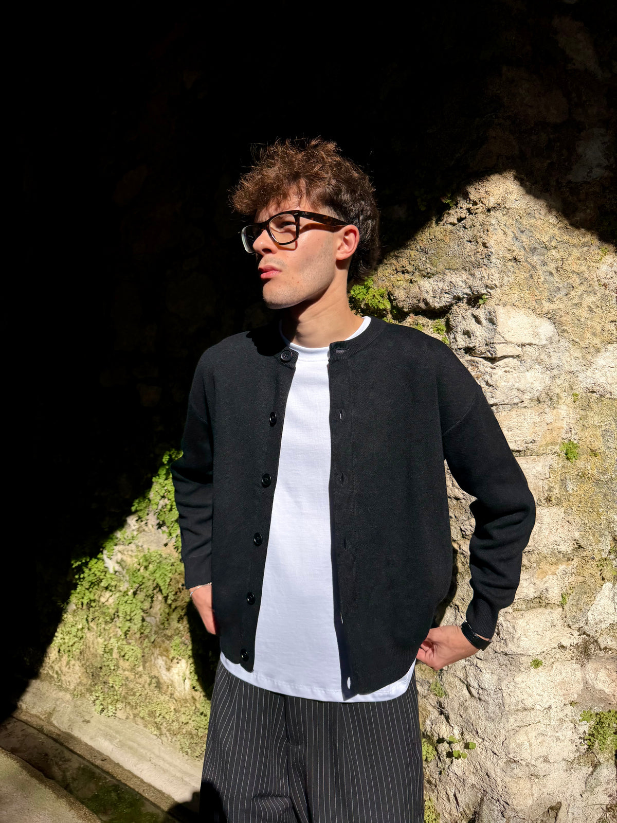 Cardigan Full Button Nero