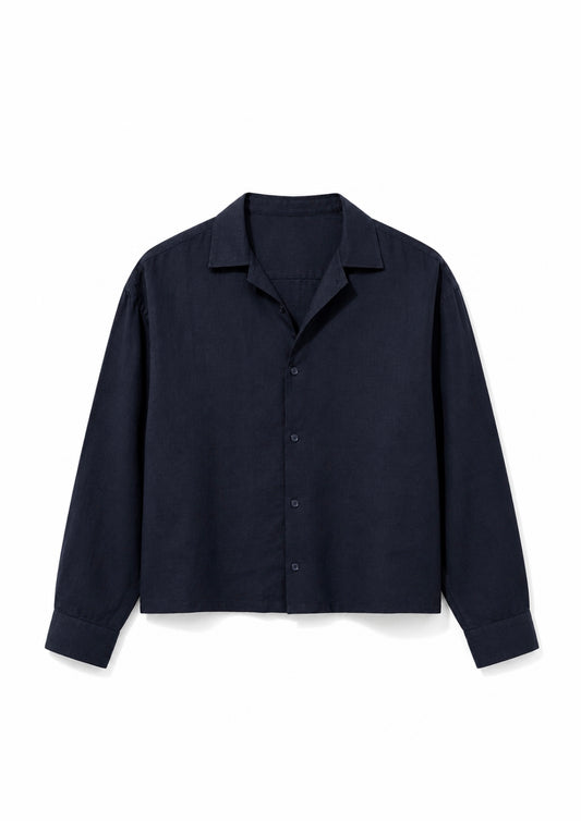 Camicia Cancún In Lino Blu Notte