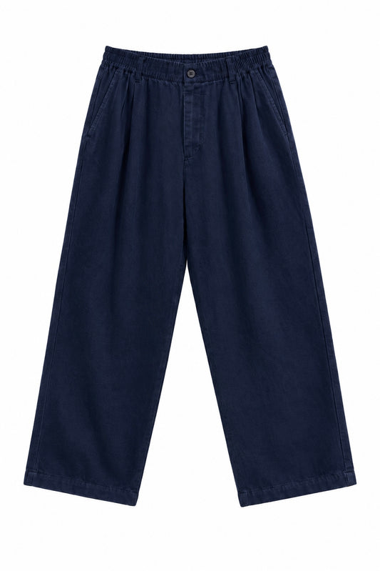Pantalone Cancún In Lino Blu Notte