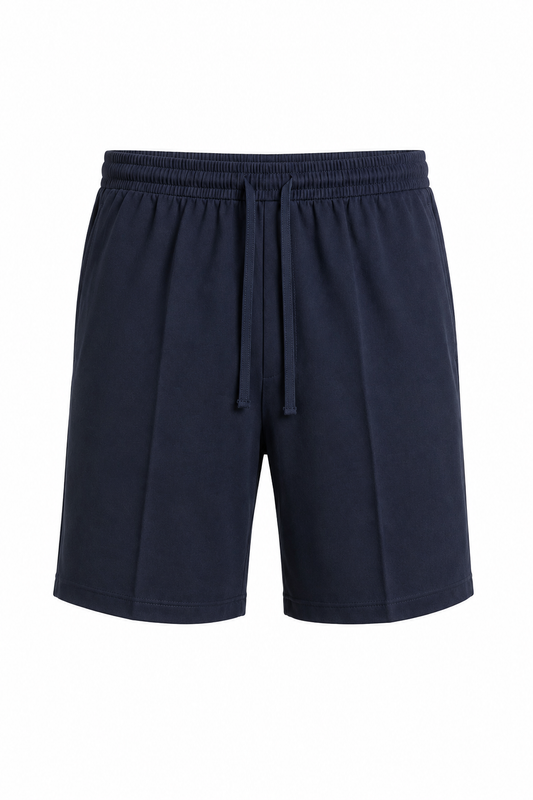 Pantaloncino In Bull Di Cotone Blu Notte