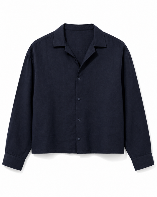 Camicia Cancún In Lino Blu Notte