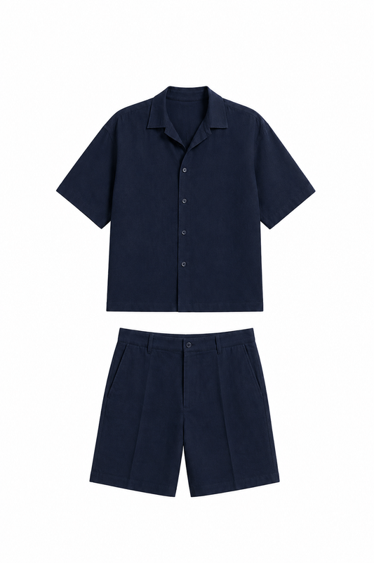 Coordinato Mykonos In Lino Blu Notte