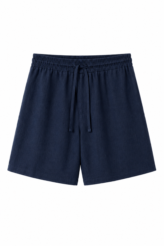 Pantaloncino In Lino Blu Notte