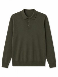Polo In Filo A Manica Lunga Verde Militare