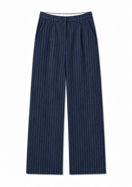 Pantalone Gessato Blu Navy