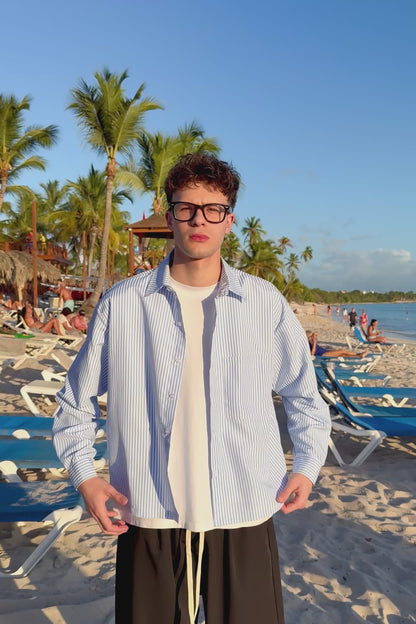 Camicia Millerighe Celeste